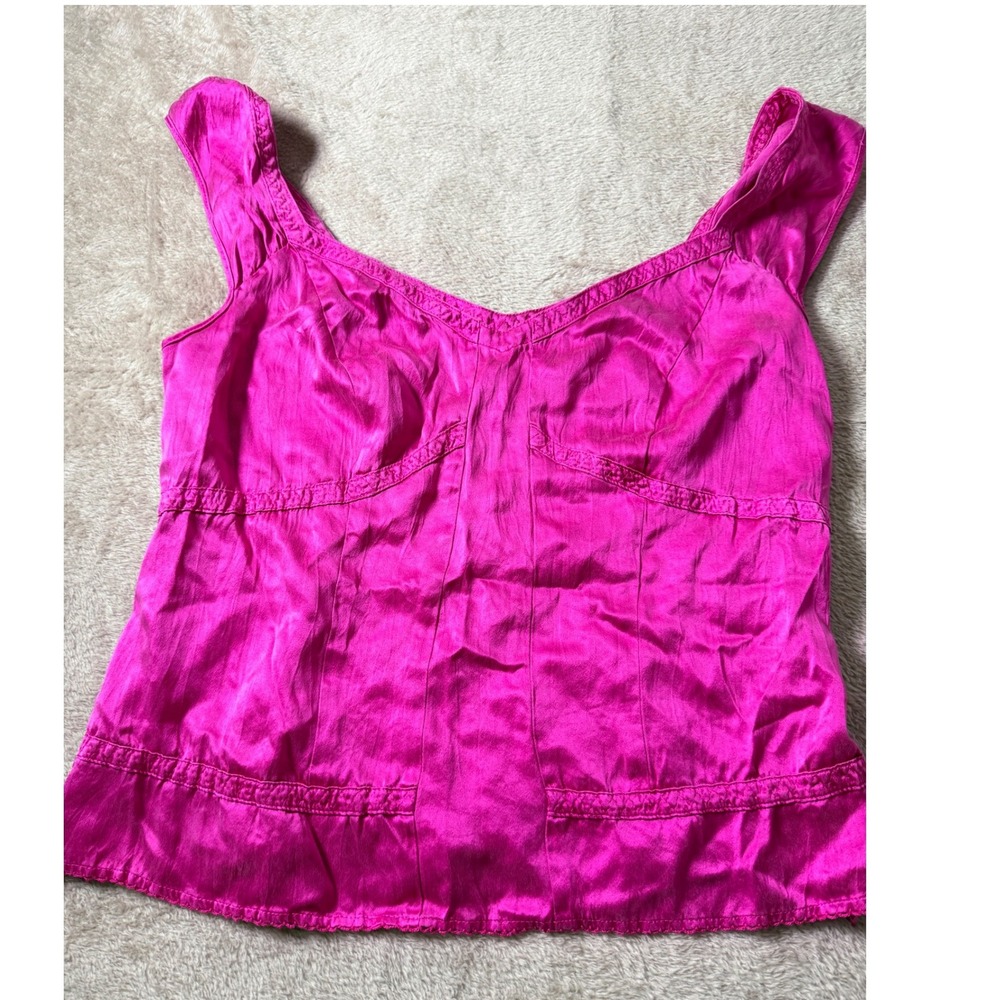 Sigrid Olsen Pink  100% Silk Cami Top Size 8 y2K Barbiecore Coquette Preppy